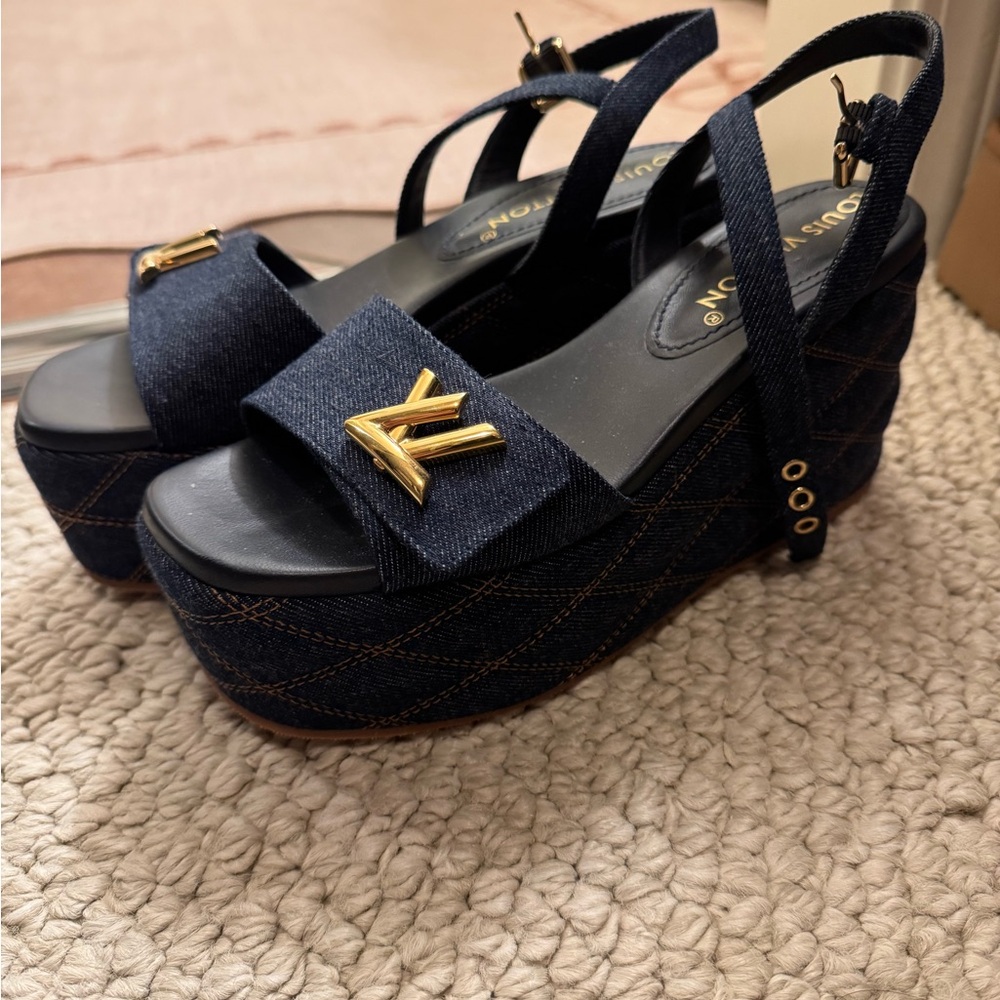 Louis Vuitton platform denim sandal